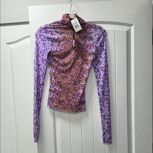 AFRM Purple Multi Floral Long Sleeve Turtleneck